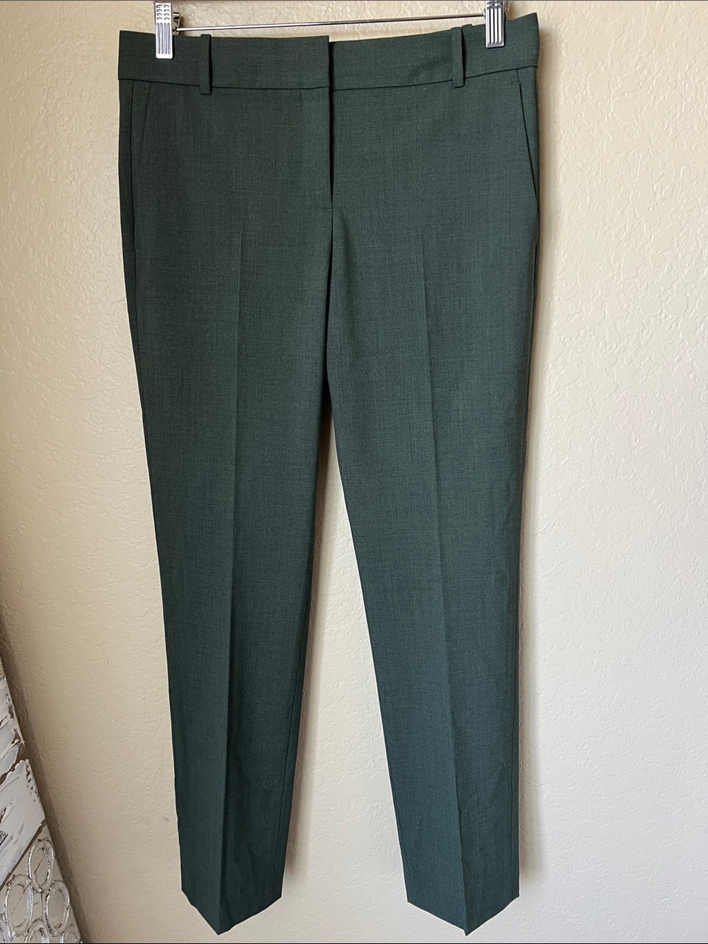 Theory dark green stretch wool slim straight trousers - Picture 2 of 8